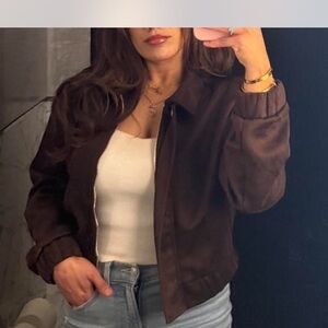 House of Harlow suede bomber jacket